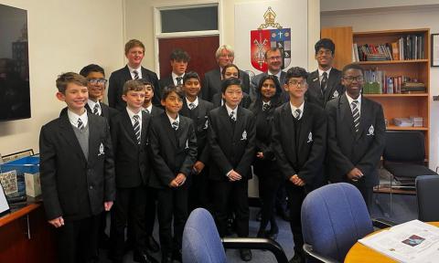 Andrew Mitchell discusses international development with Bishop Vesey School Y7