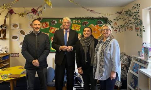 Andrew Mitchell visits Twiglets nursery on Carhampton Road in Falcon Lodge