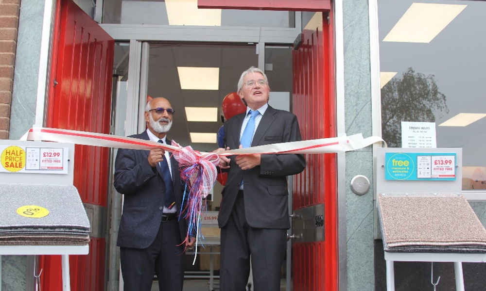Andrew Mitchell at the opening of the new United Carpets outlet