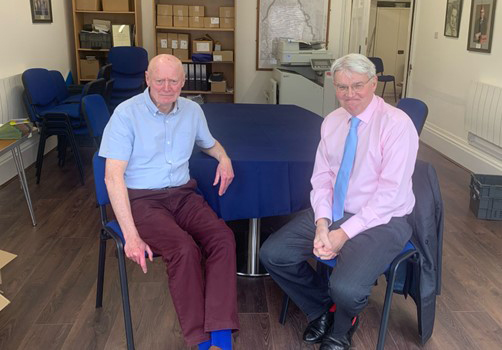 Andrew Mitchell with Royal Sutton Coldfield Parkinson’s Society branch chairman, John Carrington