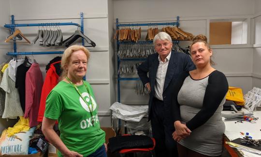 Andrew Mitchell MP visits the Oxfam charity shop on the Parade to support Oxfam’s Second Hand September campaign