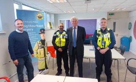 Andrew Mitchell MP with Cllr Richard Parkin and the Police Neighbourhood Team